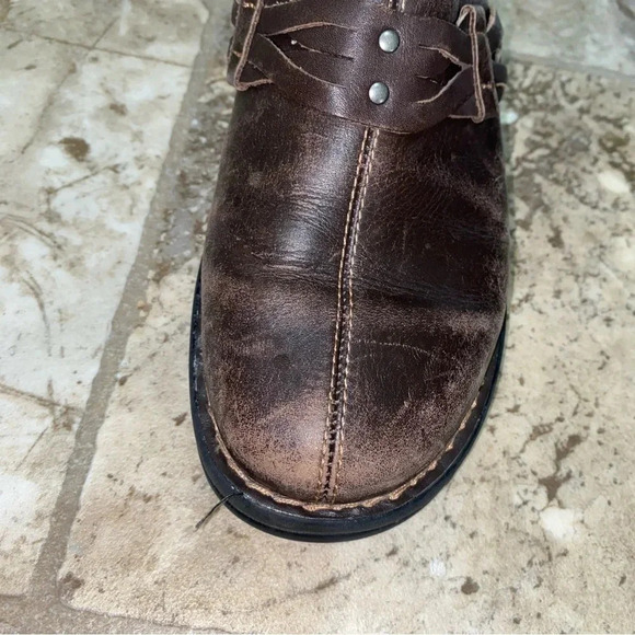 Women’s Clark’s Slip on Brown Leather Causal  Comfort Clog Mules shoes size 6 - Picture 10 of 14